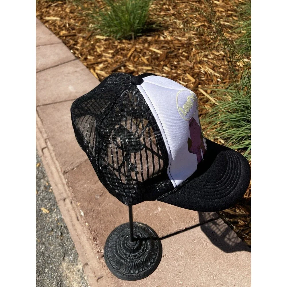 Levi’s Graphic Mesh Trucker Hat Snapback 3 Cartoon Characters Black White